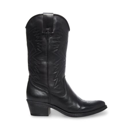 Black Steve Madden Hayward Leather Women's High Boots | PH 1320JQS